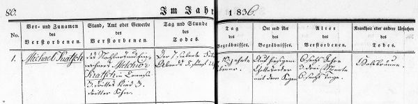 Michael Kratsch-Death Record 7 Feb 1836