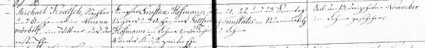 Michael Kratsch + Ernestine Hofmann - Marriage Record 1849