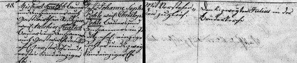 Michael Kratsch + Johanne Sophie Pohle - Marriage Record 2 Jul 1829