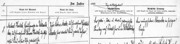 Michael Kratsch + Sabine Meeder - Marriage Record May 1822