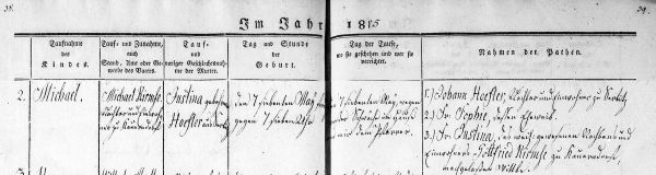 Michael Kirmse - Birth Record 7 May 1815