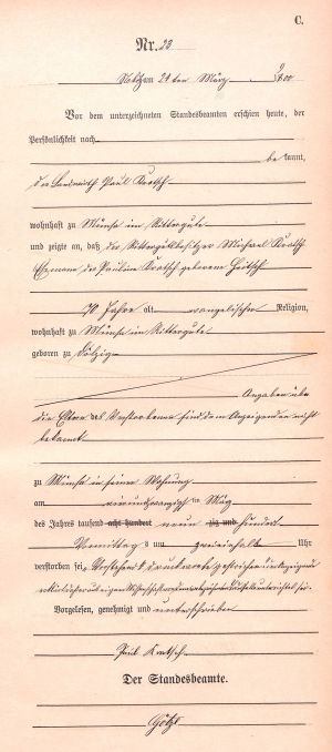 Michael Kratsch - Death Record 24 Mar 1900