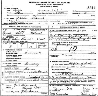 Kraus, Barbara - Death Certificate