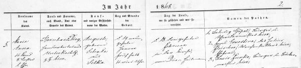 Marie Anna Dieg - Birth Record 19 Jan 1868