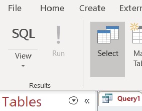 Choose SQL view for the query