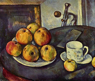 Paul Cezanne Still Life with Bottle and Apple Basket, 1890-94 Oil on Canvas Private Collection