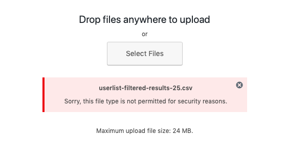 File type is not permitted error