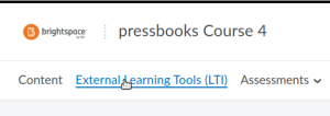 External Learning Tools link in the nav menu of a D2L course