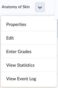 Actions menu for assignment