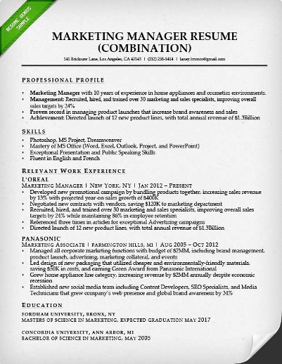 Combination Résumé Sample