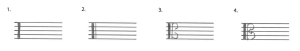 An alto clef is drawn in four steps.