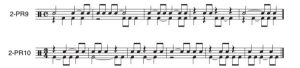 There are two two part rhythms that contain ties within measures.