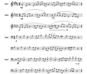 There are four melodies in the minor mode that contain leaps within the tonic triad as well as dynamic and articulation markings.