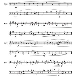 There are four melodies in the minor mode that contain leaps of fifths and octaves within the tonic triad as well as dynamic and articulation markings.