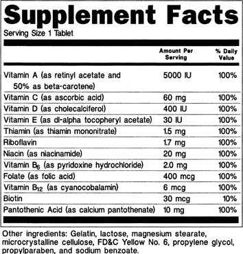Sample Supplement Facts Label