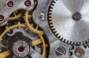 An image of gears in a machine.