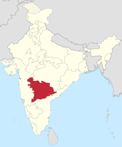 A map showing the location of Hyderabad in India