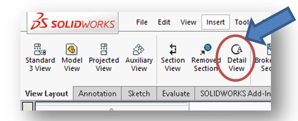 Detail View Command Icon in the View Layout CommandManager