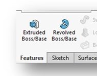 Extruded Boss/Base Command Icon in the Features CommandManager