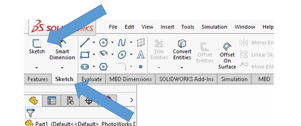 Figure 2-8 The Sketch Tab and the Sketch CommandManager