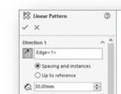 Linear Pattern PropertyManager - Direction 1 Rollout