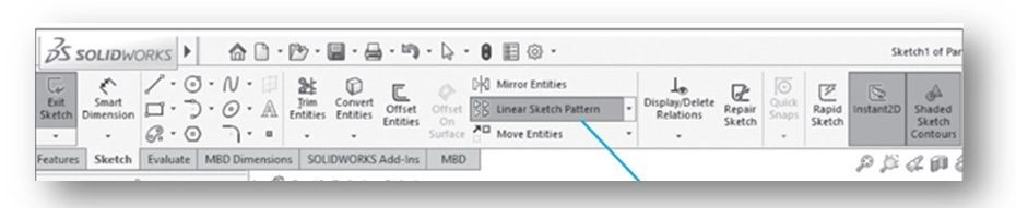Linear Sketch Pattern Command Icon in Sketch CommandManager