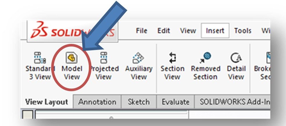 Model View Command Icon in the View Layout CommandManager