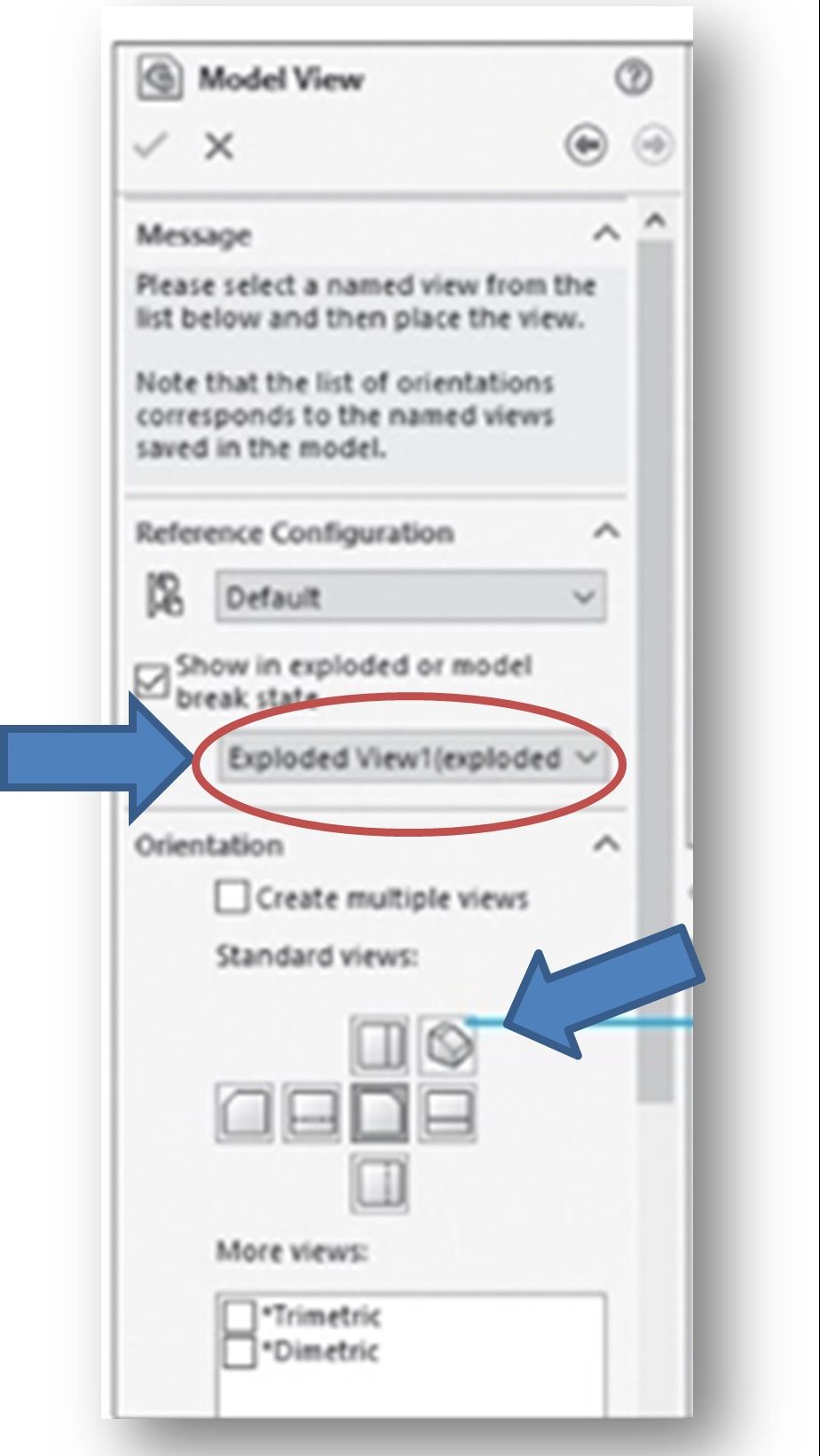 Model View PropertyManager - Setting Up for an Exploded View of an Assembly