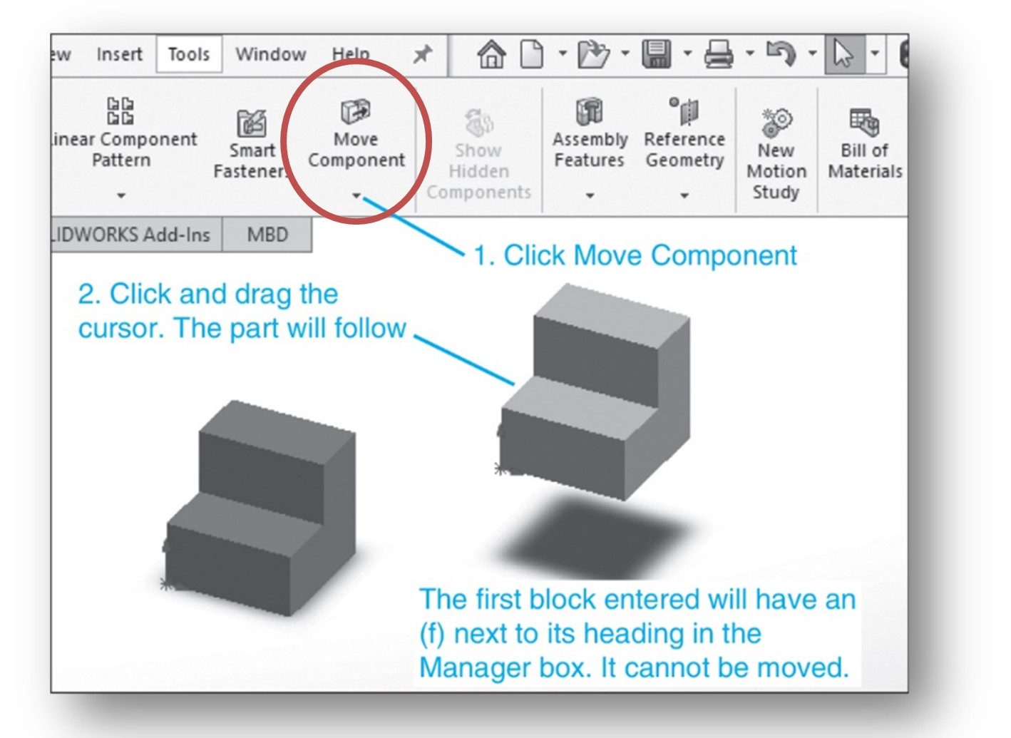 Move Component Command Icon on the Assembly CommandManager