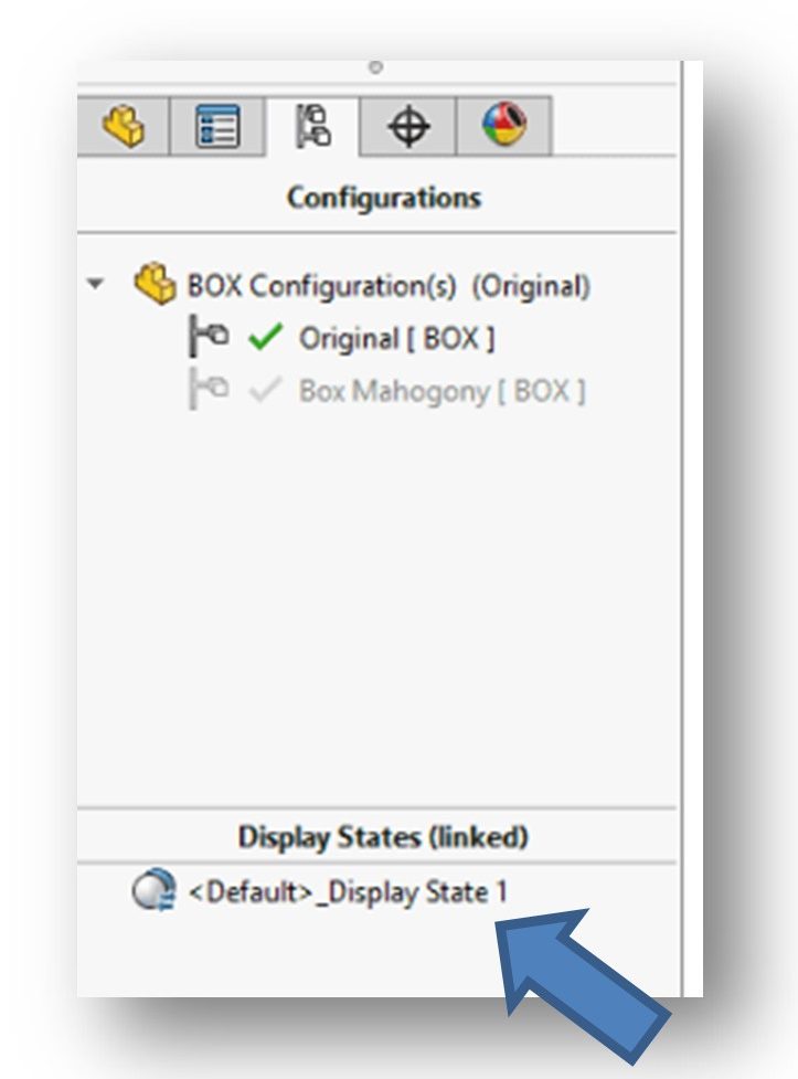 Display States section at the bottom of the Configurations PropertyManager