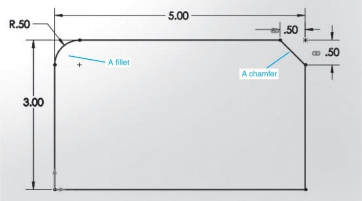 Examples of Fillets and Chamfers in a Sketch