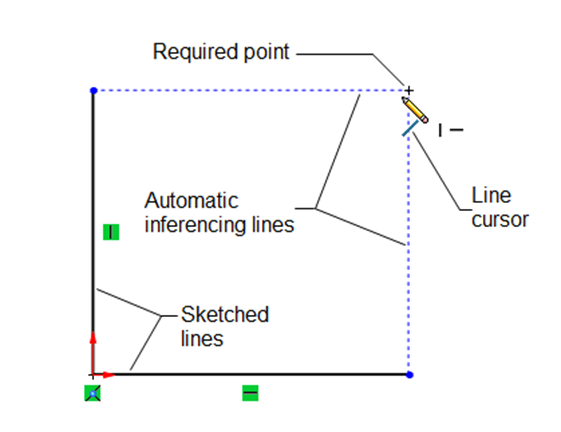 Figure 2-15  Inferencing Lines in Solidworks