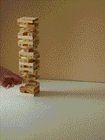 Animated GIF of a falling Jenga tower