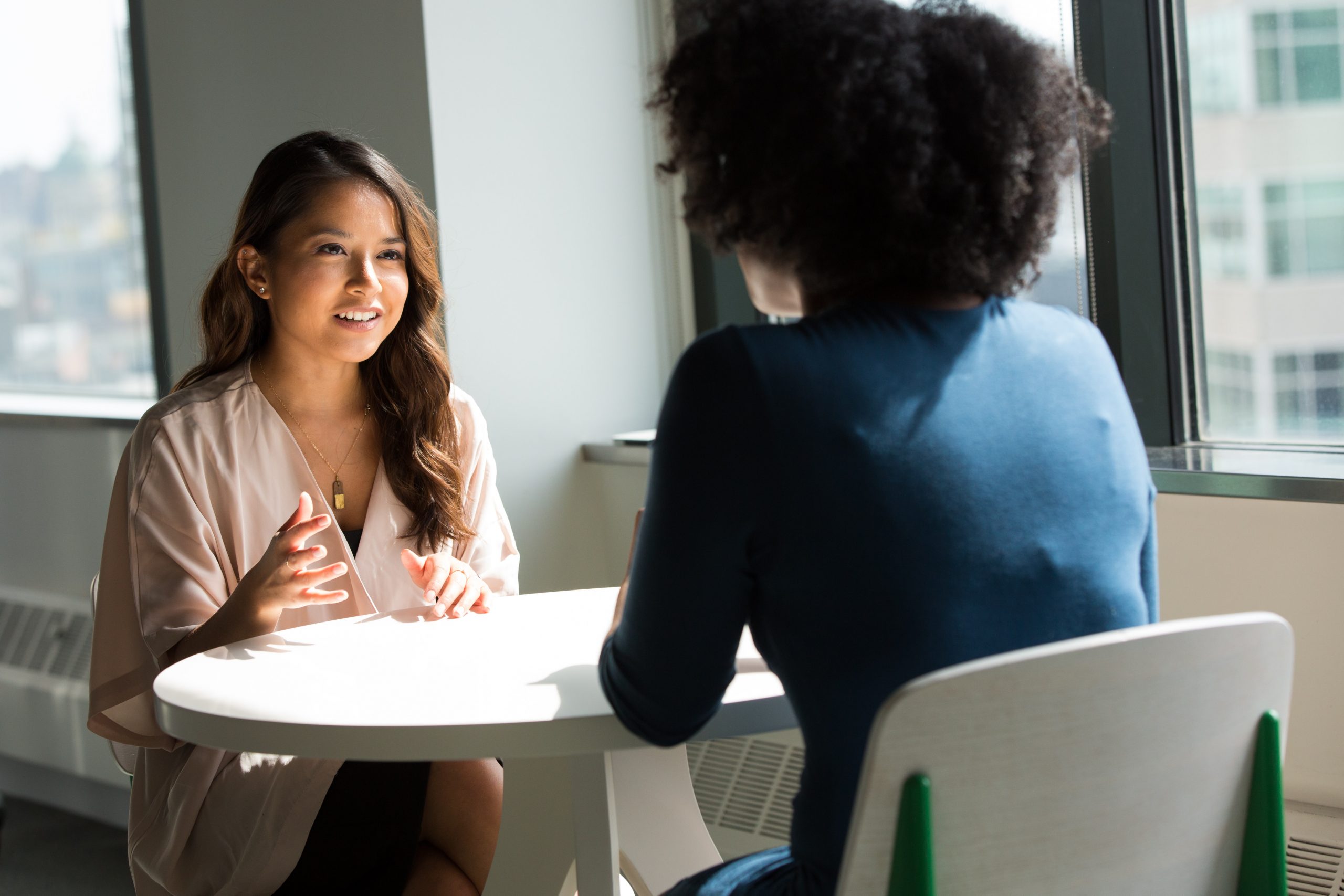 two students talking