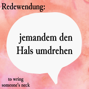 jemandem den Hals umdrehen (to wring someone's neck)