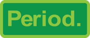 Decorative green image depicting the word "Period."